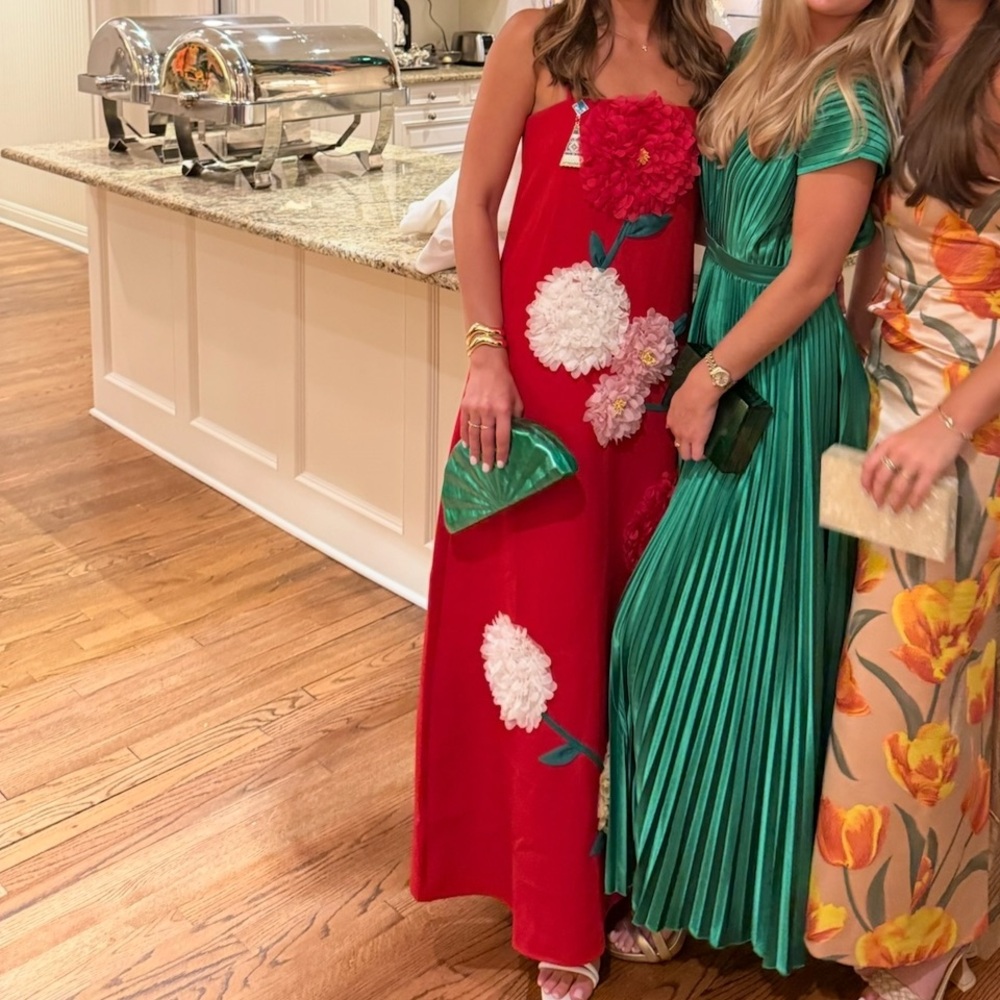 Elliatt Red Maxi Dress with Floral Appliqué